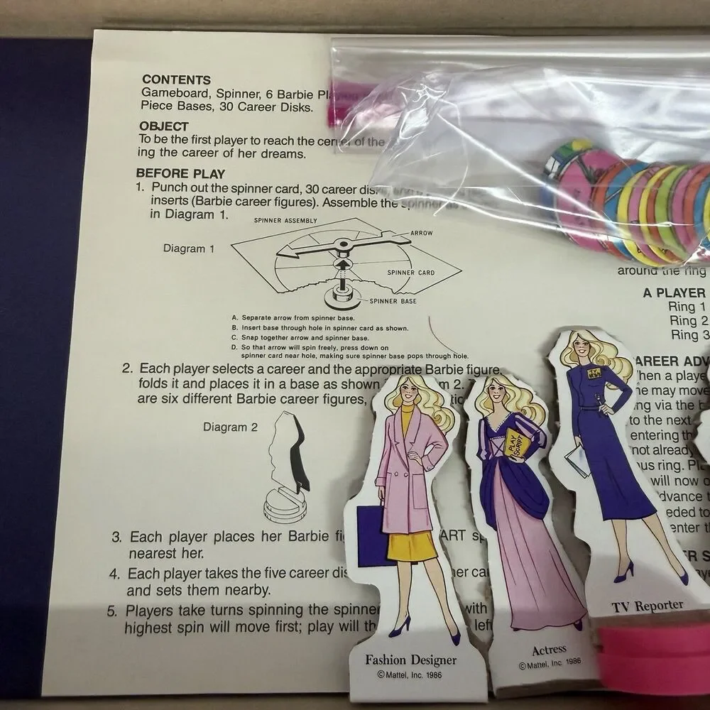 Vintage 1986 Barbie We Girls Can Do Anything Board Game Golden Near Complete